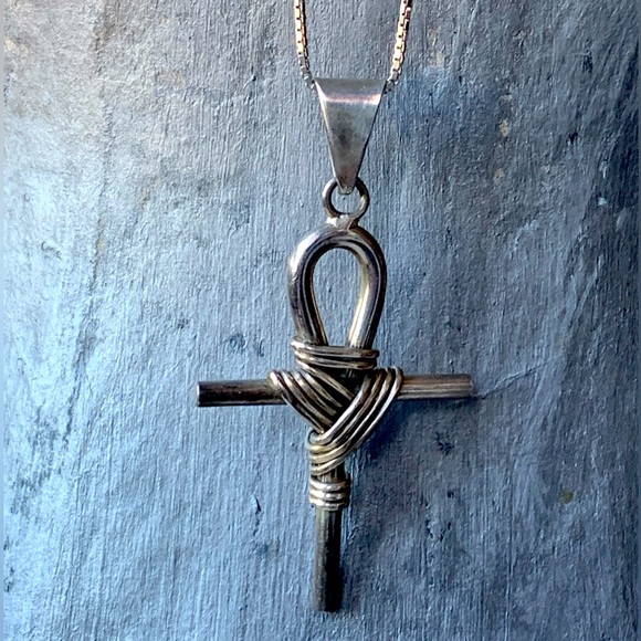 TL-TC Sterling Silver Ankh Cross Unisex Mens Necklace Woman’s Necklace Jewelry - Picture 1 of 8